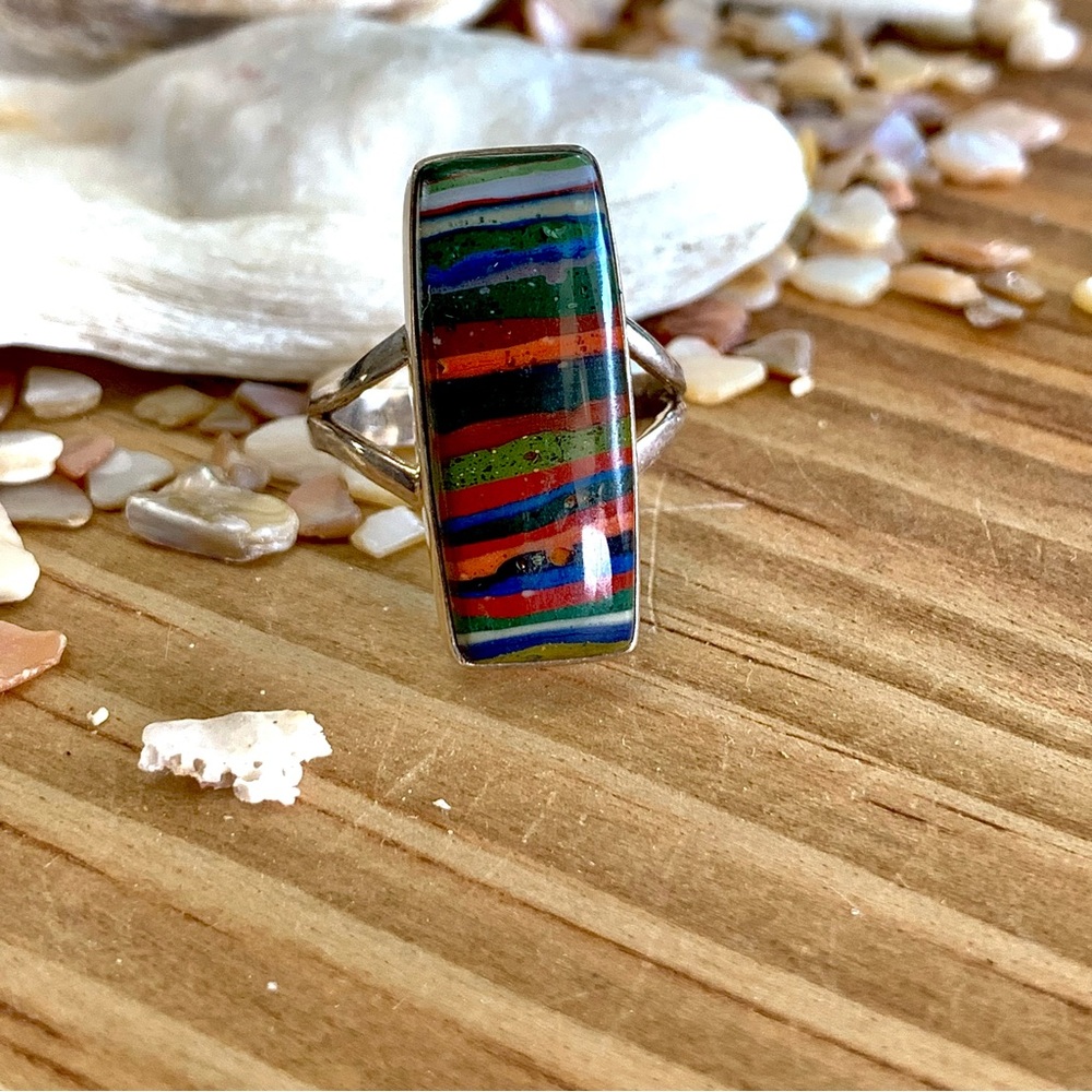 Colorful Calsilica Sterling Silver Ring - Picture 2 of 3